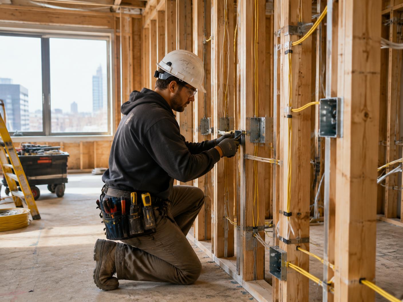 Electrical work underway in a Apartment unit